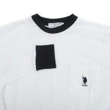 ユーエスポロアッスン U.S POLO ASSN. Tシャツ カットソー クルーネック 長袖 ロゴ刺繍 M オフホワイト 黒 ブラック /HO26 メンズ_画像3