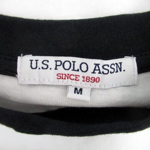 ユーエスポロアッスン U.S POLO ASSN. Tシャツ カットソー クルーネック 長袖 ロゴ刺繍 M オフホワイト 黒 ブラック /HO26 メンズの画像4