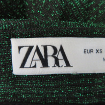 ザラ ZARA プリーツスカート ロング丈 マキシ丈 ラメ 無地 XS 緑 グリーン /YK7 レディース_画像4