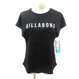 ビラボン BILLABONG カットソー ラウンドネック UV メッシュ プリント M 黒 ブラック /AU レディース