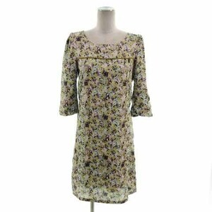  Manics manics One-piece 7 minute sleeve midi height floral print yellow yellow color white group white series black black multicolor F lady's 