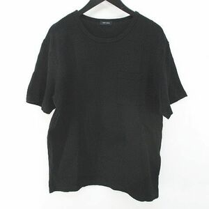 ジョセフオム JOSEPH HOMME チェック柄 半袖 Tシャツ カットソー 50 黒系 ブラック 日本製 胸ポケット 綿 コットン メンズ