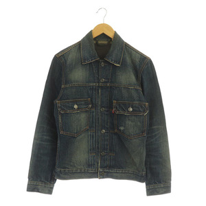 リーバイス Levi's デニムジャケット Gジャン ジージャン ダメージ加工 S 紺 ネイビー /MY ■GY09 メンズ