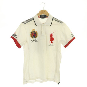 ポロ バイ ラルフローレン Polo by Ralph Lauren CUSTOM FIT ポロシャツ 半袖 ビッグポニー ワッペン RLレーシング イギリス M 白 ホワイト