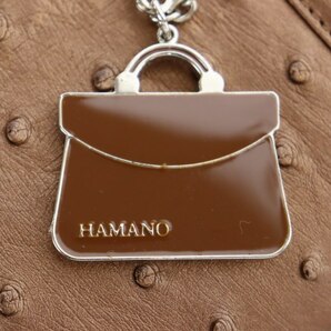 ハマノ HAMANO 130周年記念 ハンドバッグ オーストリッチ ストラップ付き 茶 ブラウン /IN ■OS レディースの画像4