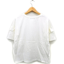 アメリカンラグシー AMERICAN RAG CIE カットソー Tシャツ 無地 シンプル フリル 五分袖 丸首 コットン 綿 F アイボリー /HT21 レディース_画像2