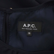 アーペーセー A.P.C. リボンベルト付ウールワンピース 長袖 ミモレ丈 ロング 36 濃紺 ダークネイビー /CM ■OS レディース_画像3