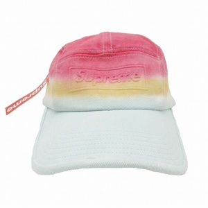 未使用品 20SS シュプリーム SUPREME Embossed Denim Camp Cap Red Dip Dye エンボス デニム キャンプ キャップ グラデーション HE7