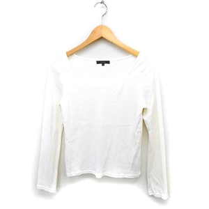  rienda rienda rib cut and sewn scoop do neck long sleeve plain cotton cotton F white /FT33 lady's 