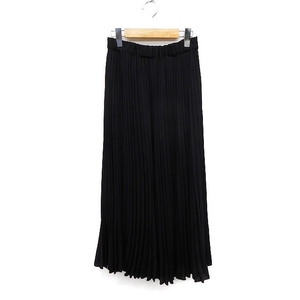  Heather Heather pleated skirt long maxi height plain simple F black black /FT13 lady's 