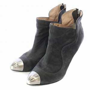  diesel DIESEL short boots bootie high heel leather 38 24.5cm gray /UY7 #OF lady's 