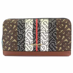  Burberry BURBERRY ELMORE TB MONOGRAM E-CANVAS WALLET длинный кошелек раунд застежка-молния E парусина TB Logo чай 