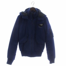 ジースターロウ G-Star RAW HOODED BOMBER フライトジャケット ブルゾン フード ジップアップ ハイネック ロゴ S 青_画像1