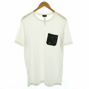ディーゼル DIESEL Tシャツ カットソー クルーネック 半袖 胸ポケット L 白 ホワイト カーキ /YT ■GY09 メンズ