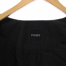 フォクシー FOXEY 22年製 COAT VIOLA ノーカラーコート 中綿 アウター ロング Aライン ビジューバックル 38 S 黒 ブラック 43086_画像4