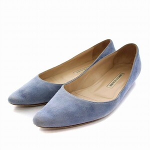 マノロブラニク MANOLO BLAHNIK フラット パンプス シューズ スエード 36 23cm 水色 ライトブルー /YM ■OF レディース