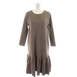  unused goods Jusglitty JUSGLITTY 22AW Hem flair Mini knitted One-piece knee height 7 minute sleeve 2 M tea Brown /AN40 #OM lady's 