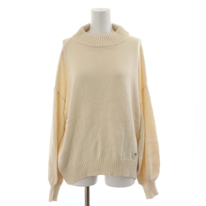  toe Be bai Agnes B To b. by agnes b. 22SS knitted sweater high‐necked pull over Logo embroidery long sleeve TU M ivory 