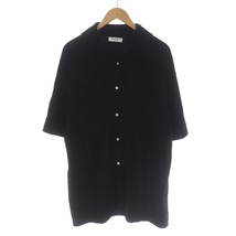 メティキュラスニットウェア meticulous knitwear 20SS ベロアシャツ 半袖 オープンカラー ナイロン L 黒 ブラック /SI37 メンズ_画像1