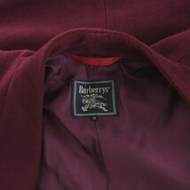 バーバリーズ Burberrys ノーカラーコート ヴィンテージ ロング シングル ウール 大きいサイズ 13 XL ボルドー ワインレッド_画像7