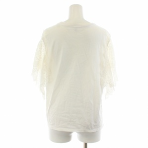 ルシェルブルー LE CIEL BLEU 19SS カットソー Tシャツ パネルスリーブ クルーネック 半袖 レース 切替 38 M 白 ホワイトの画像3