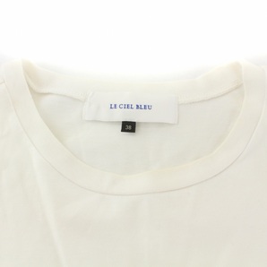 ルシェルブルー LE CIEL BLEU 19SS カットソー Tシャツ パネルスリーブ クルーネック 半袖 レース 切替 38 M 白 ホワイトの画像6