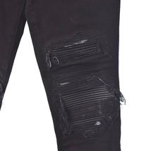 アミリ AMIRI デニムパンツ ジーンズ ダメージ加工 ストレッチ バイカー スキニー 裾ジップ 26 黒 ブラック メンズ_画像5