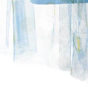 メルロー merlot フレアスカート ひざ丈 チュール リボン 総柄 水色 ライトブルー /UY45 レディースの画像6