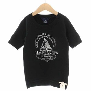 ラルフローレン RALPH LAUREN キッズ トレーナー スウェット プルオーバー プリント 半袖 120 黒 ブラック ■GY09 レディース