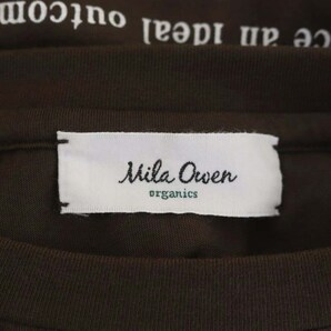 ミラオーウェン Mila Owen フロッキープリントTカットソー 半袖 プルオーバー 0 茶色 ブラウン 白 ホワイト /DO ■OS レディースの画像3