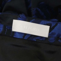 セルフォード CELFORD 20AW オリジナルフラワーJQ フレアスカート ロング タック 総柄 36 黒 ブラック 青 ブルー /DO ■OS レディース_画像3