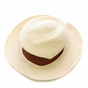 ラロース パリ LAROSE PARIS フランス製 ジェニュインパナマハット GENUINE PANAMA HAT 麦わら帽子 リボン M アイボリー /XZ ■GY03 レディ