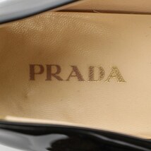 プラダ PRADA パンプス エナメル ポインテッドトゥ ローヒール リボン グラデーション 38 25cm グレー 黒 ブラック レディース_画像7