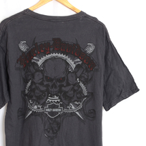 BT2392 ハーレーダビッドソン HARLEY DAVIDSON Tシャツ L 肩48 スカル シカゴ メール便可 xq_画像1