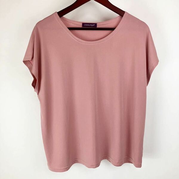 大きいサイズ CASALINGA カサリンガ 半袖 Tシャツ カットソー レディース L-LL ピンク カジュアル シンプル 無地 ウェア 速乾