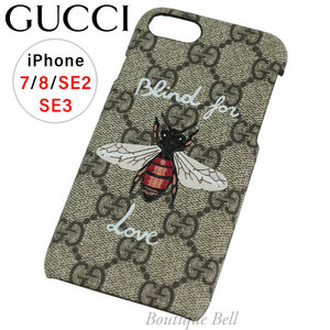 新品！グッチ Blind for Love Bee iPhone7/8/SE2/SE3 ケース ベージュマルチ 465801 K6600