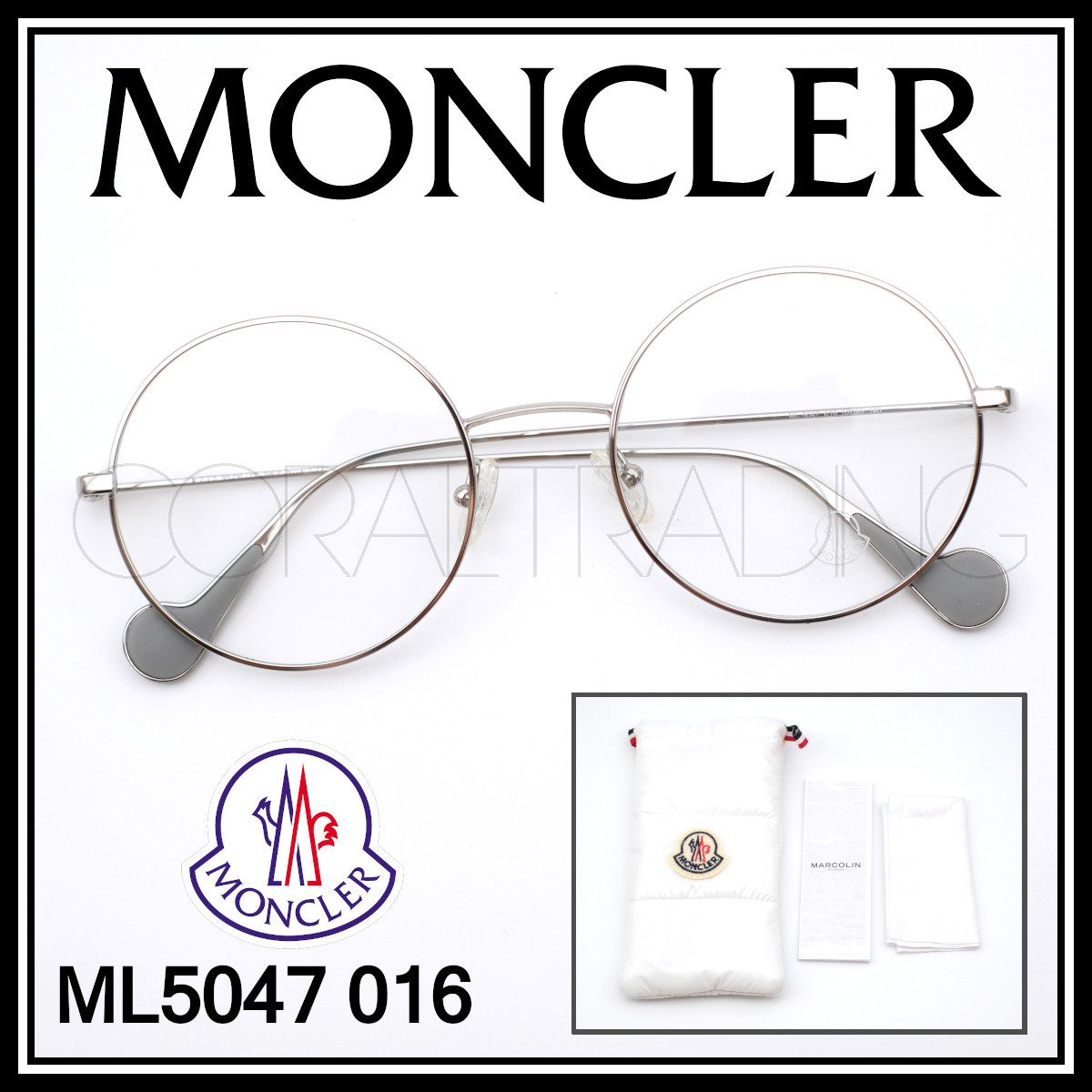 在庫有】 モンクレール ML5024 092 メガネ ネイビー ガンメタ