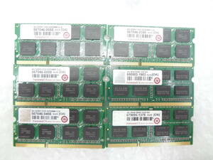 ノートパソコン用メモリ Transcend DDR3-1333 PC3-10600S 4GB × 6枚セット 中古動作品(r112)