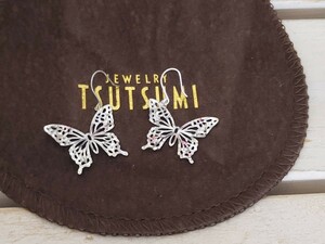 Ювелирные изделия Tsutsumi Jewelry Tsumi Серьги K10 WG Butterfly Butterfly большой крючок Серьги крючка белое золото