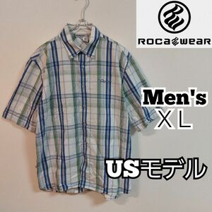 【ROCAWEAR】海外モデル ロカウェア 半袖チェックシャツ メンズＸＬ 大きいサイズ