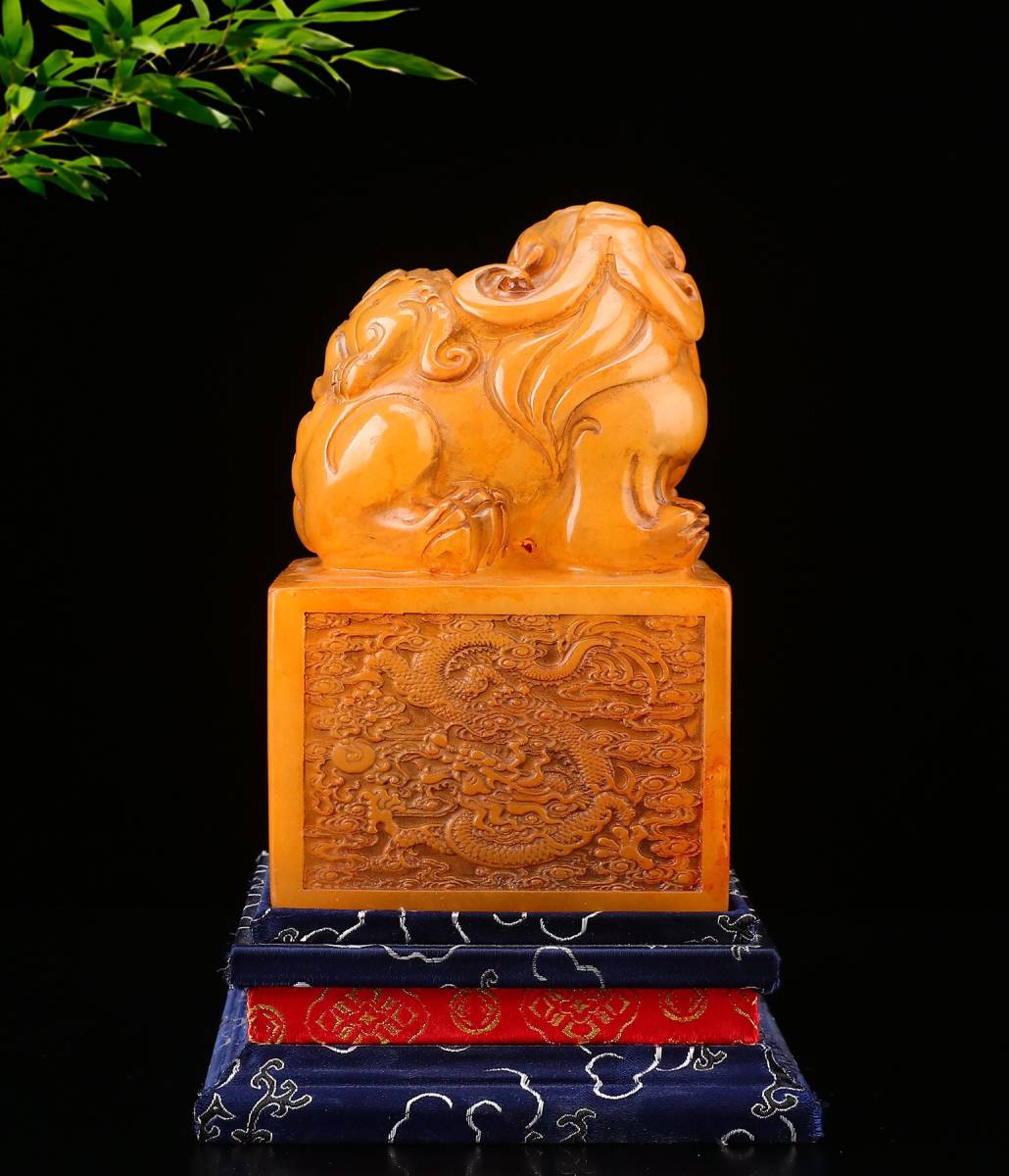 清・古寿山石・田黄石彫・玄武形・置物』極細工・時代物・古賞物・中国