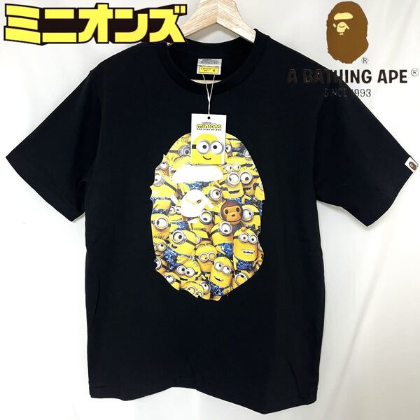 タグ付き　MINIONS × APE ミニオンズ エイプ A BATHING APE ミニオンズ フィーバー MINIONS TEE Tシャツ 22SS モデル レディース M 黒色