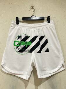 ※OFF-WHITE オフホワイト OMC1005R20101008 メッシュ ハーフ ショート パンツ ポルトガル製 ホワイト M 　　　 BJBC.G