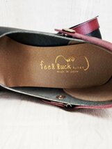 sh0954 ◇送料無料 新品 feel luck フィールラック レディース ワンストラップ シューズ 23.0cm ブラック レッド バイカラー 日本製 靴_画像7