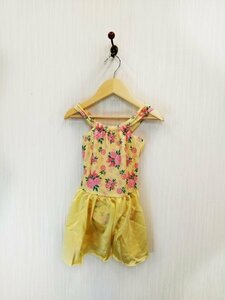 ap0334 0 бесплатная доставка новый товар Kids купальный костюм One-piece размер 110cm желтый цветочный принт пастель цвет flair мягкий топ способ юбка имеется 