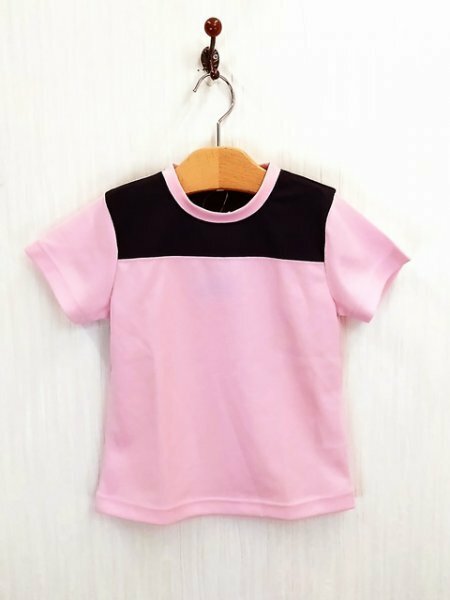 ap1015 ○送料無料 新品 キッズ 半袖 Tシャツ サイズ120cm ピンク 紺 クルーネック カジュアル 涼しい バイカラー ペールトーン 春夏