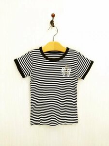 ap1023 ○送料無料 新品 キッズ Tシャツ サイズ120cm 白 黒 ボーダー ワンポイント 半袖 ドクロ スカル ドラゴン プリント柄 シック 夏