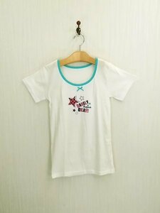 ap0979-2 ○送料無料 新品 リボン付 Tシャツ サイズ160cm 白 ホワイト アルファベット ロゴ プリント 星柄 シンプル カジュアル リボン 夏