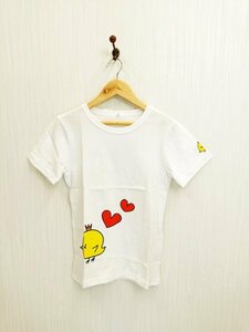 ap1763-5 ○送料無料 キッズ Tシャツ サイズ160cm 白 黄 赤 コミカル キャラクター 半袖 しげもん ひよこ ハート カジュアル cotori