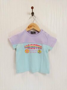 ap1823 ○送料無料 新品 (訳あり) Mc Sister エムシーシスター ベビー Tシャツ サイズ90cm パープル ライトブルー 半袖 綿100% 肩ボタン